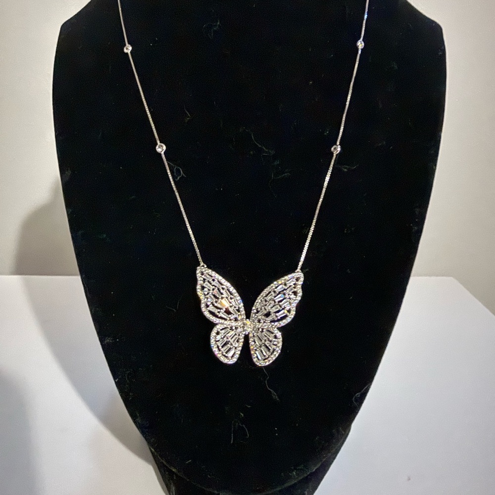 Cubic Zirconia .925 silver butterfly necklace